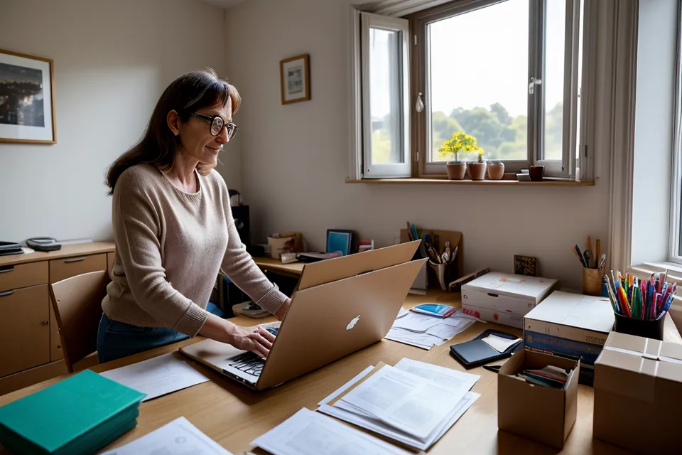 Bureau organisé avec guide pratique pour la création d'entreprise en micro-entreprise