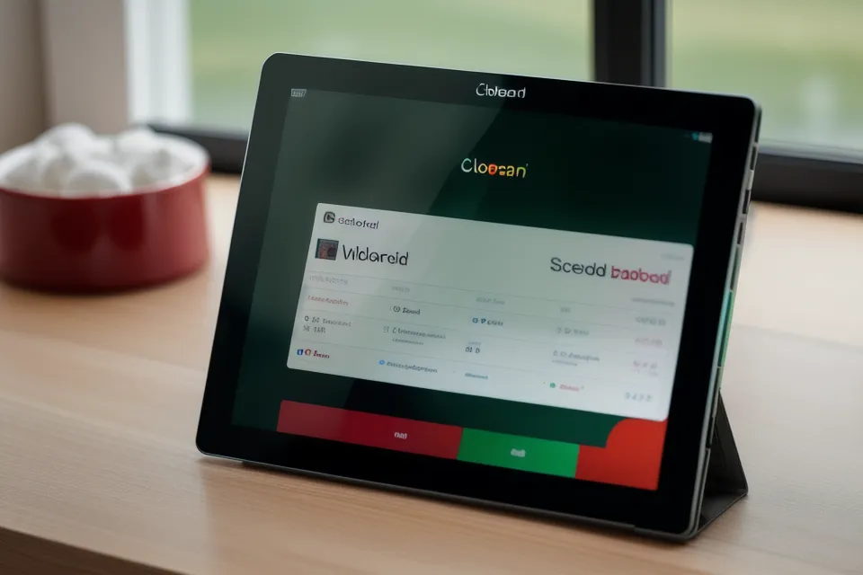 Outil de gestion des avis clients pour micro-entreprise : tableau de bord simplifié sur tablette