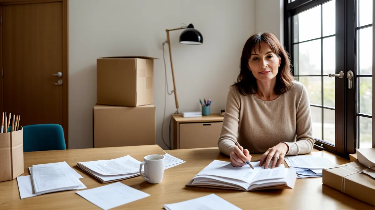 Réseau professionnel local et micro-entreprise à Angers : bureau de créatrice d'entreprise avec dossiers d'immatriculation
