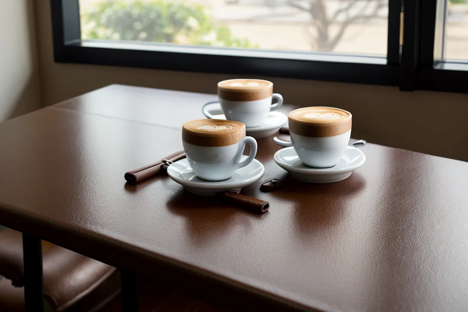 Deux tasses de café sur une table de bistrot lors d'un rendez-vous avec un partenaire de micro-entreprise