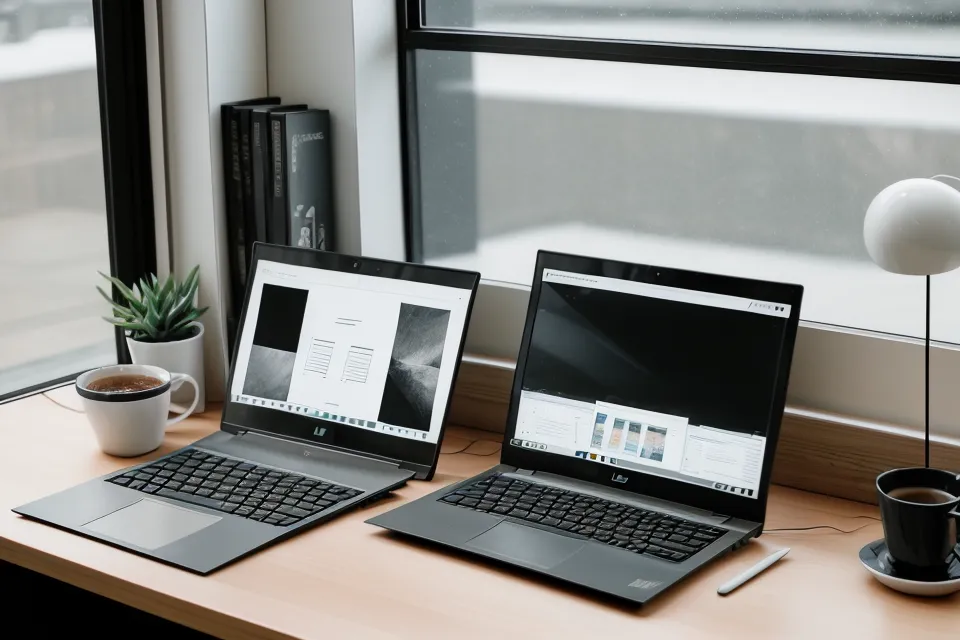 Écran d'ordinateur montrant la création d'un logo sur un logiciel de design